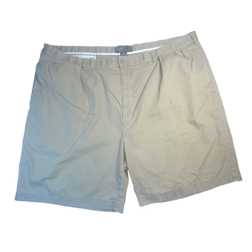 Polo Ralph Lauren Tyler Shorts Mens 48 Big Khaki Tan Pleated Chino Cotton Twill
